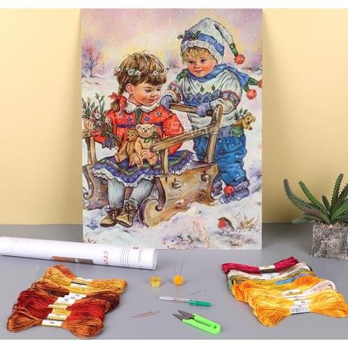 Angel Religion Printed Water-Soluble Canvas 11CT Cross Stitch DIY Embroidery Set DMC Threads Painting Knitting Hobby Sales