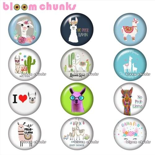 Alpaca cactus Round photo glass cabochon demo flat back Making findings 12mm/18mm/20mm/25mm A9589