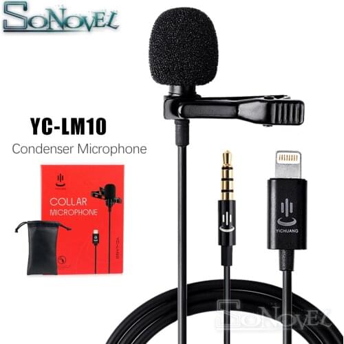 YC-LM10 Phone Audio Video Recording Lavalier Condenser Microphone for iPhone 8 7 6 5 4S 4 ipad Huawei Sumsang HTC as BY-LM10
