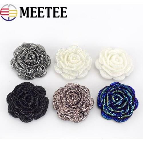 Meetee 5/10/20pc 46mm Plastic Resin Rhinestone Buttons Rose Flower Coat Decor Buckle DIY Garment Scrapbooking Sewing Accessories