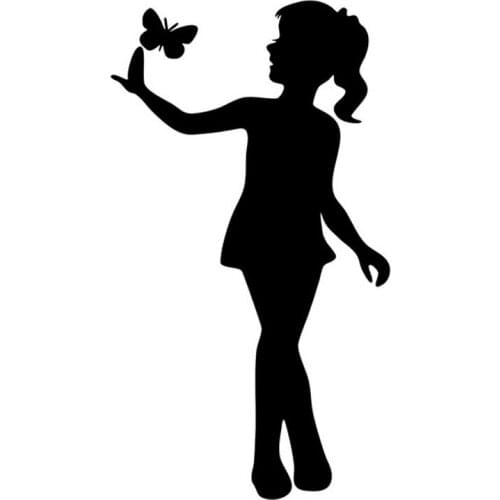 Cute Girl Butterfly Waterproof Car Sticker Decals Suitable for All Kinds of Car Styling Accessories Black/white, 17cm*8cm