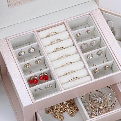 Multi-Layer European Style Princess Jewelry Box Wooden Korean Jewelry Storage Box Gift Box With Lock Hand Gold And Silver