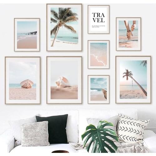 Sea Wave Beach Sailing Couple Conch Quote Nordic Posters And Prints Wall Art Canvas Painting Wall Pictures For Living Room Decor