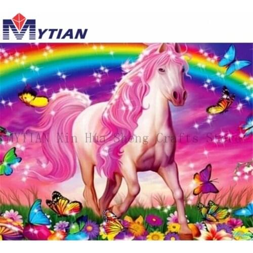 MYTIAN 5D DIY Diamond Painting Small Beight Rainbow Horse Diamond Embroidery Full Round Square Drill Cross Stitch Kit Home Decor