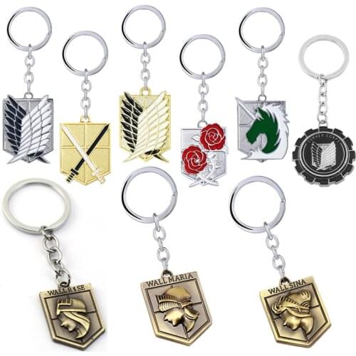New Anime Attack on Titan Wings of Freedom Keychains Shingeki no Kyojin Cosplay Key Ring Car Key Holder Figure Toys Gift