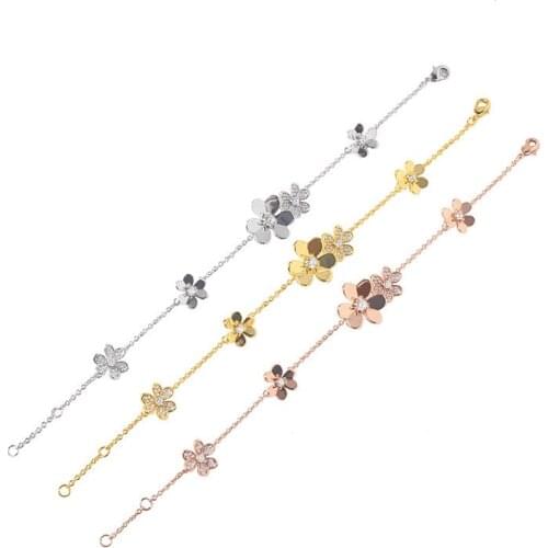 OL Style High Quality Confusion Clover Bracelet Full Pave Zirconia Crystals Flower Charms Chain Bracelet Bracelets For Women