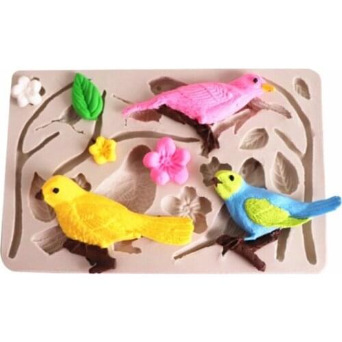 Bird Silicone Plaster Mold Fondant Cake Decorating Tools Diy Chocolate Gumpaste Mould Soap Polymer Clay Scroll Relief Molds