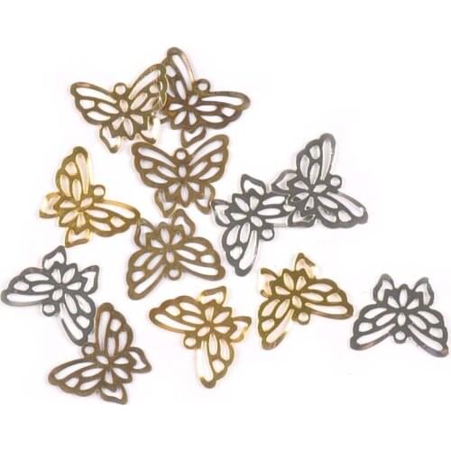 21x17mm 50Pcs Hollow Butterfly Filigree Wraps Connectors Embellishments For DIY Scrapbookings Metal Crafts Home Decor YK0754