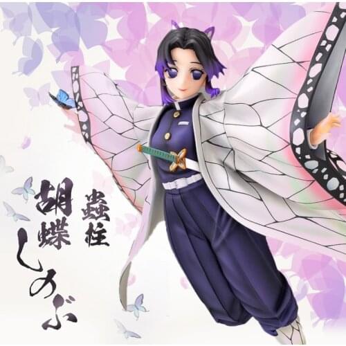 Demon Slayer Kochou Shinobu Flying Ver. PVC Action Figure Kimetsu no Yaiba Classic Color Shinobu Tanjirou Nezuko Model 21cm