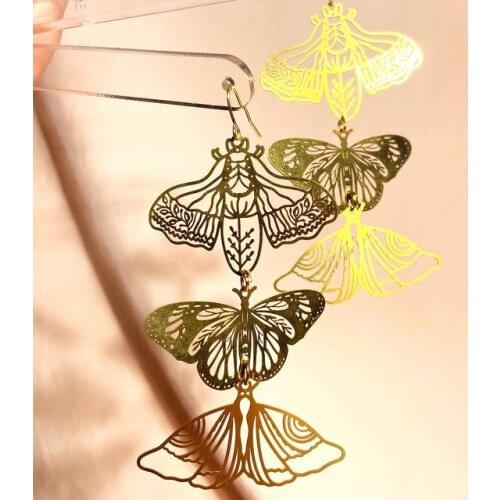 Butterfly Earrings,insect Earrings, Bohemian Nature Woodland Gift for Her,Statement Earrings