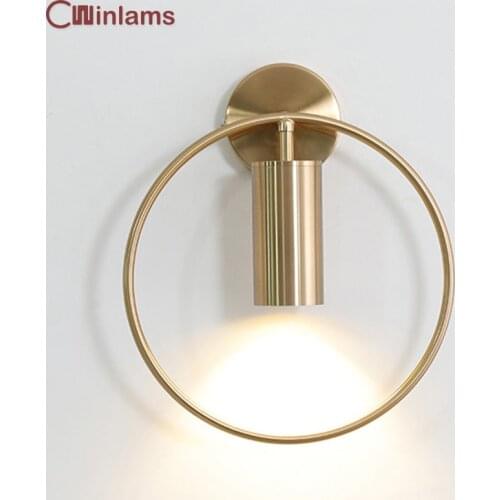 Nordic golden spotlight creative bedroom bedside lamp simple living room background wall stairway aisle light luxury wall sconce