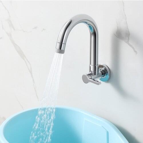 SKOWLL Basin Faucet Swivel Spout 2 Function Single Handle Bathroom Sink Faucet Wall Mount Kitchen Faucet Single Cold Tap