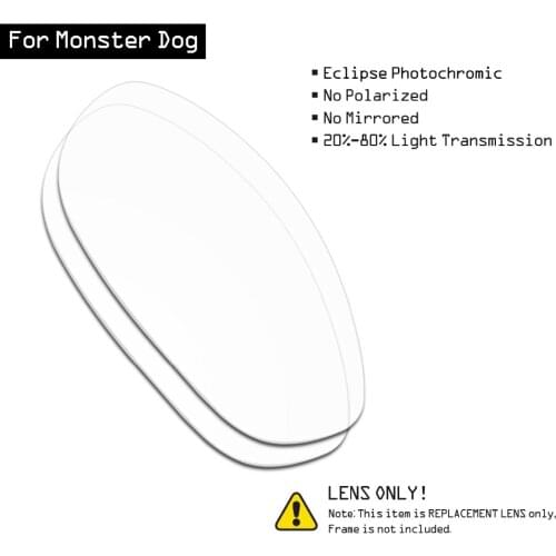 SmartVLT Sunglasses Replacement Lenses for Oakley Monster Dog - Eclipse Grey Photochromic