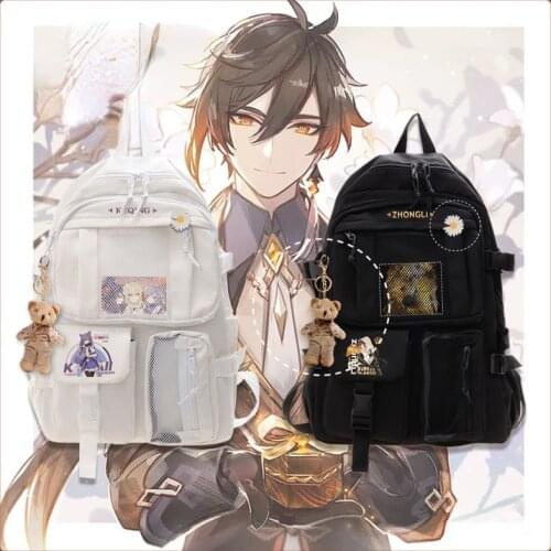 Game Genshin Impact Keqing Zhongli Paimon Cosplay Students School Bag Cartoon Backpack Laptop Travel Outdoor Fashion daily Gifts