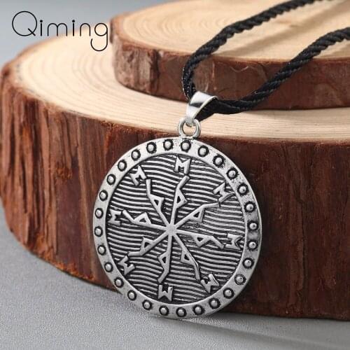Vegvisir Norse Vikings Necklace Women Amulet Runes Necklace Nordic Talisman Vintage Scandinavian Jewelry Men Accessories