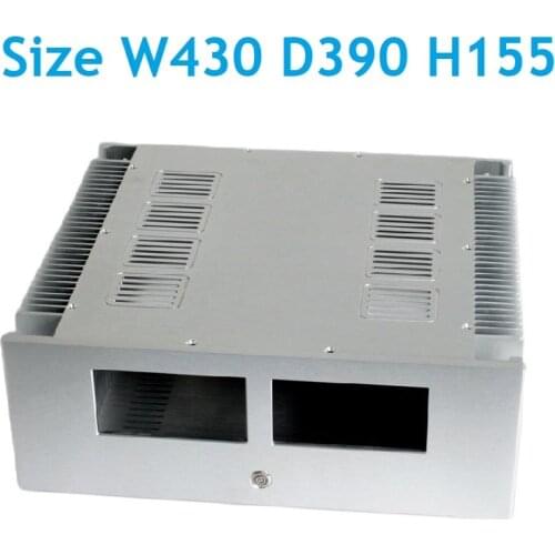 2020 New Dual VU Meters Size W430 D390 H155 Class A Aluminum Enclosure Rear Power Amplifier Chassis DIY Preamp Case DAC Decoder