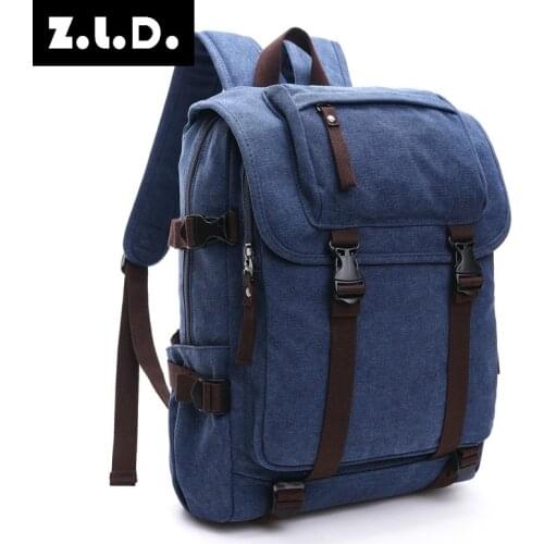 Z.L.D. New fashion brand backpack men and women retro canvas bag college wind travel backpack large capacity youth student bag