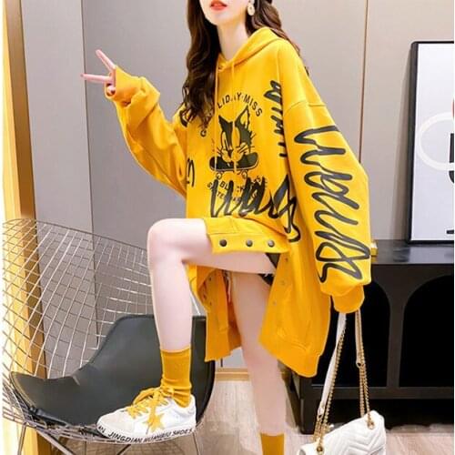 Women Graffiti Hoodie Fashion Cotton Spring Autumn Streetwear Full Long Loose Pullovers Letter Printing Sweatshirt Women