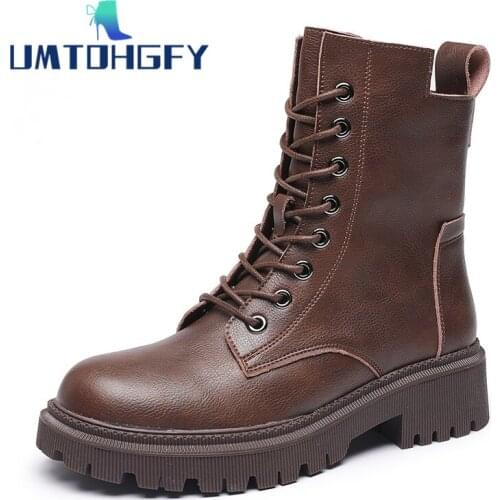 NEW Women Shoes Boots Ankle Autumn British Wind Genuine Leather Zipper Thick With Fur Plush Ladies Short Boots Motorcycle Martin