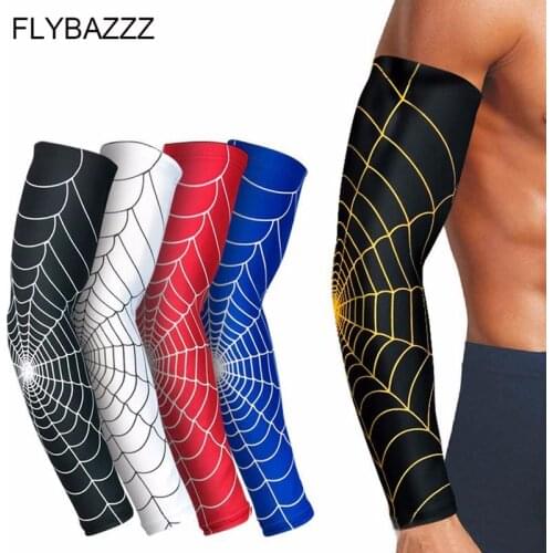 1PCS High Elastic Spider Web Longer Arm Sleeve Slip-resistant Armband Basketball Soccer Elbow Support Brace Sports Safety Elbow