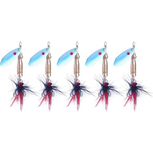 10pcs Spinner Spoon Fishing Lures Feathered Hook Artificial Bait Metal Fishing Tackle Sequins Bait for Trout Bass Carp Pike
