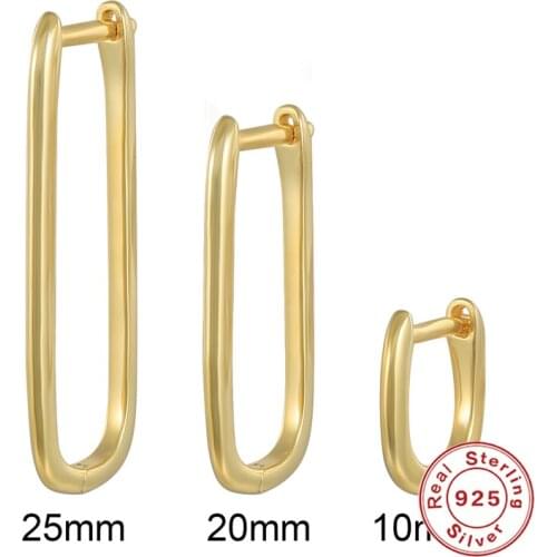 100% s925 Sterling Silver Hoop Earrings Trendy Vintage U Shape Round Cirle Huggie Earring For Women Girls bijoux femme joyeria