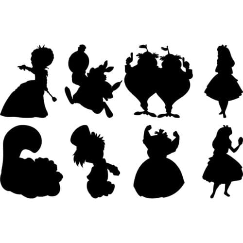 17.2cm*10.9cm Alice In Wonderland Vinyl Car Styling Stickers Decals Black/Silver S3-6570