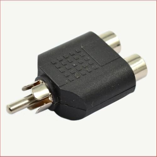 2pcs 3.5mm RCA Connector AV Audio Video Plug Converter 1 Male connector to 2 Female Cable Adapter Free shipping