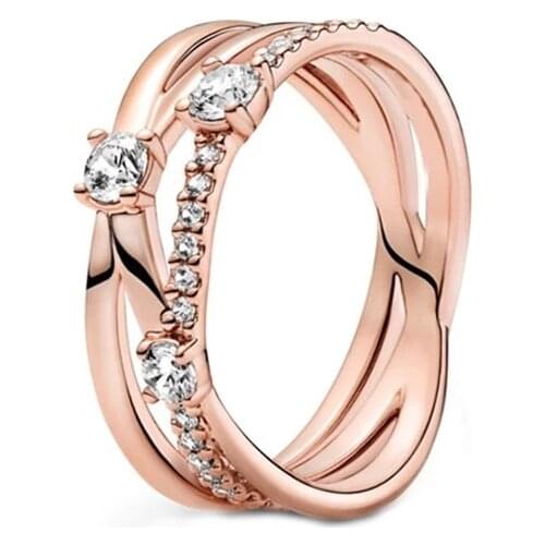 2021 Mothers Gift Sparkling Triple Band Rings For Women 100% 925 Jewelry Sterling Silver Anillos Mujer Wedding Engagement Ring