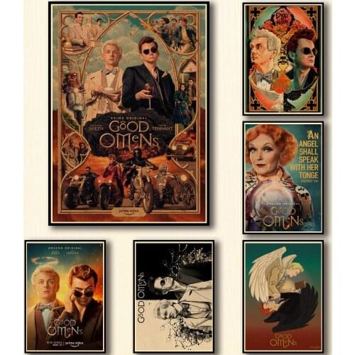 29 Designs Tv Show Good Omens Kraftpaper Poster Artwork Homedecal Fancy Wall Sticker for Coffee House Bar