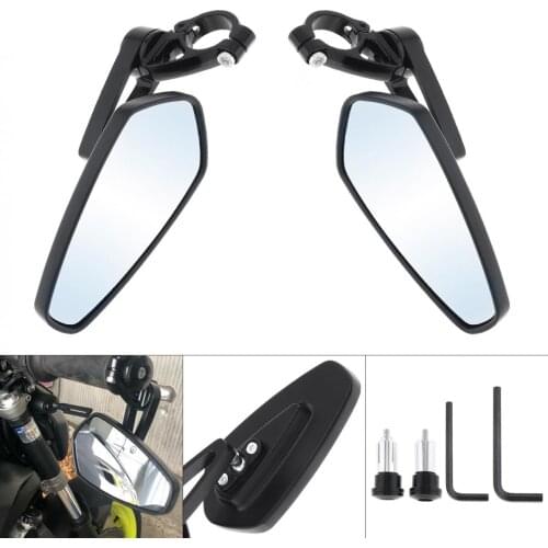 2pcs 15.2CM Blue Lens MZS Motorcycle Bar End Reverse CNC Rear View Mirror for Street Car /Scooter