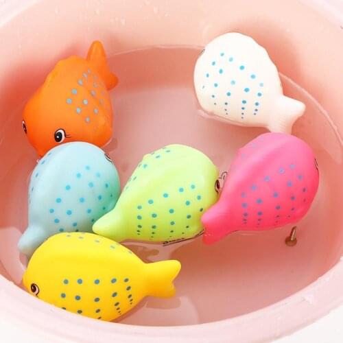 6Pcs Children Kid Cartoon Chubby Fish Squeeze Sound Bathroom Water Play Game Baby Bath Toy