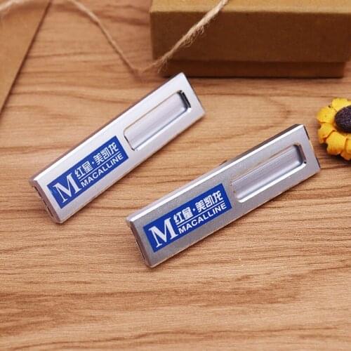 Free shipping 20pcs/lot customized logo name badge; metal name plate; badge holder nb7