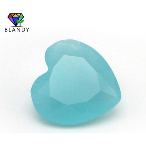Hot Sale 3*3~12*12mm Heart Shape Machine Cut Milky Green Color Glass Stone Synthetic Gem Beads For Jewelry