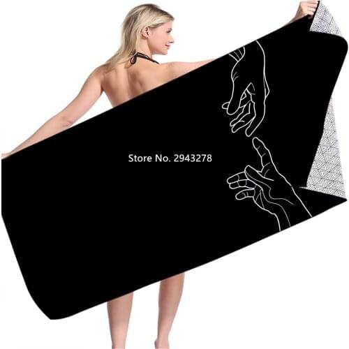 Black and White Digital Printed Square Beach Towel Adult Children Beach Swimming Fitness Shower Household Thermal Plane Blanket