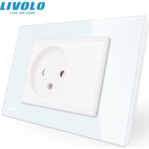 Livolo Israel Power Socket Sensor ,White/Black Crystal Glass Panel, AC 110~250V 16A Wall Power Israel Socket, VL-C9C1IL-11