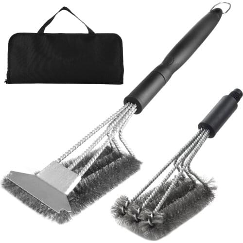 Kitchen Accessories BBQ Grill Barbecue Kit Cleaning Brush Stainless Steel Cooking Tools Wire Bristles Triangle Cleaning Brushes