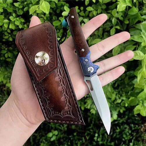 Outdoor Camping Multipurpose Hunting EDC Tools Folding Knife M390 Blade Desert IronWood Handle Knife