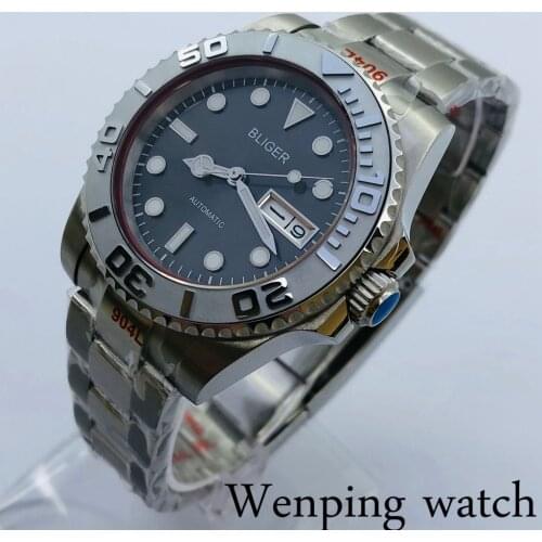 New Bliger 40mm Mens Top Luxury Mechanical Watch Sapphire Glass Ceramic Bezel Date Luminous NH36 Movement Mens Automatic Watch