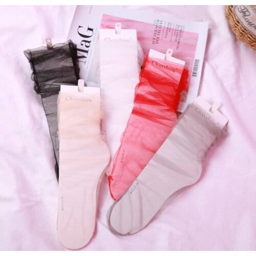 Pure color stockings Tulle stockings summer thin long tube transparent stockings tide lingerie miniso meias feminino hipster