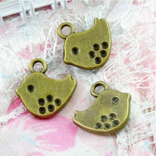 60pcs Antique Bronze Color Zinc Alloy Bird Charms Pendants for Jewelry Making Findings DIY Handmade Craft 15x15mm