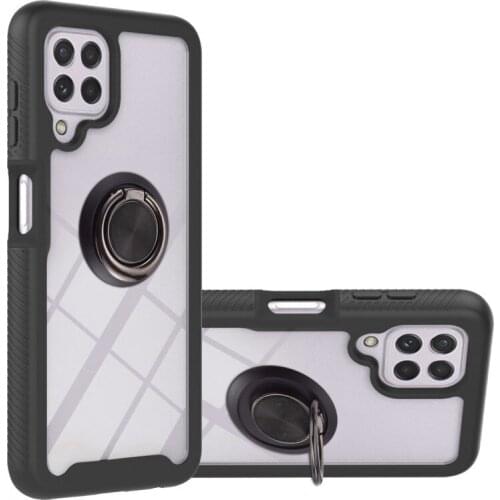 Shockproof Case For Samsung Galaxy A03S A02S M32 A32 A52 A72 A22 A82 A12 A42 Ring Holder 3 in 1 Transparent Protect Bumper Cover