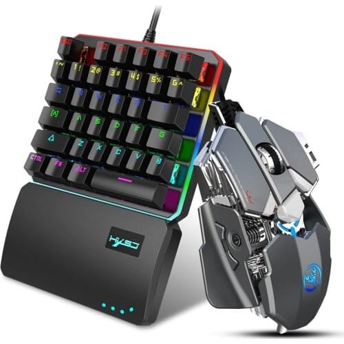V200 + J600 USB Wired Mechanical Gaming Keyboard and Mouse One-Handed Keyboard + Macro Programming Mechanical Gaming Mouse