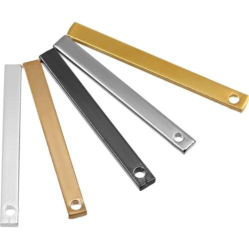 Rectangle Single Hole Strip Shape Copper Making Accessories Gold Silver Color Charms For DIY Earring Necklace Jewelry Making