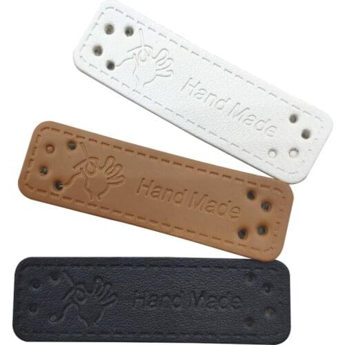 Handwork Leather Hand Made Labels For Clothing Needlework Hand Logo Sewing Handmade Tags For Clothes Hat Handmade Label