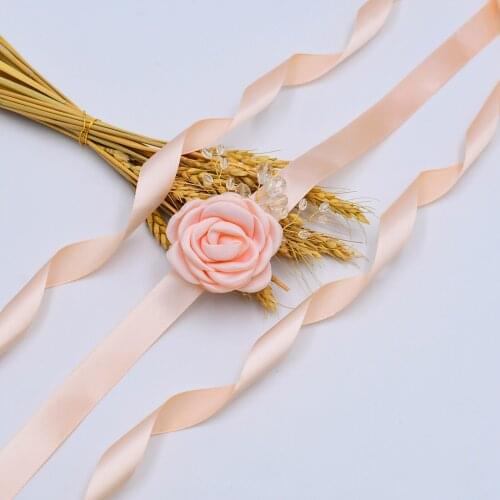 S340 New Ribbon Flowers Bridal Wedding Dress Belts Bridesmaid Dresses Accessories Prom Evening Dresses Sash Bride Crystal Belt