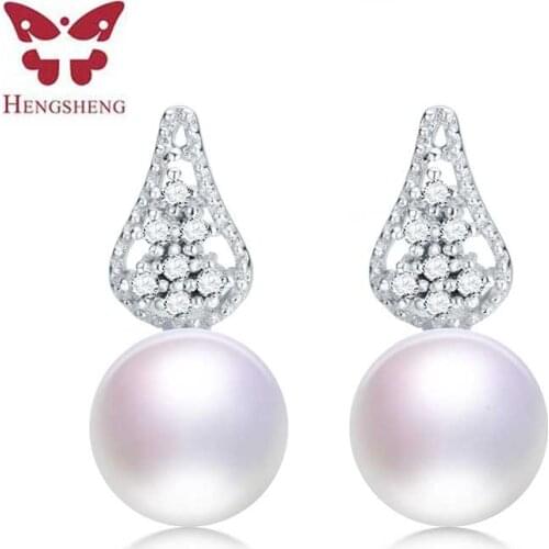 HENGSHENG 2019 Natural Freshwater Pearl AAAA 9-10mm Earrings For Girlfriend Gift, high quality pearl Earrings With Jewelry Box