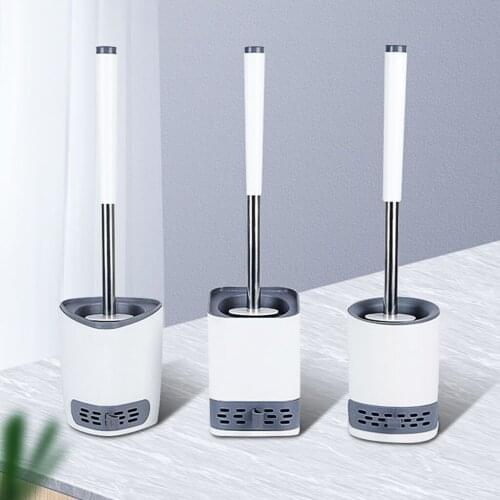 Toilet Brush w/ Plastic Quick-Dry Holder Set for Bathroom Household Supplies