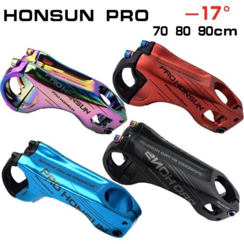 HONSUN MTB Mountain Road Bicycle Stem 31.8mm Negative 17 Degree 80mm 90MM CNC Aluminum Alloy Ultralight Cycling Bike Accessories