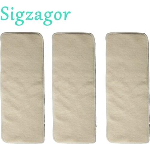 [Sigzagor]3 Hemp Cotton Orgnic Inserts Washable Reusable Baby Cloth Diaper Nappy 36cmx14cm 4 Layer